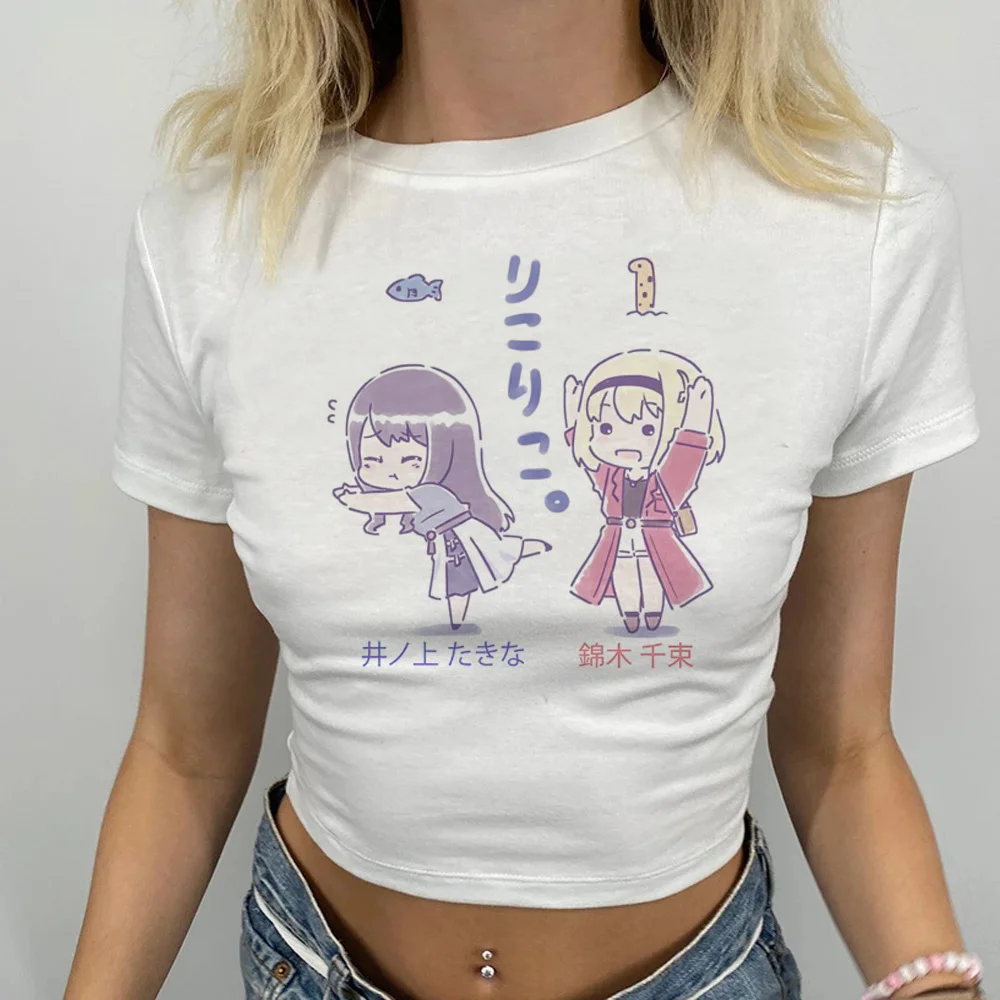 

Женский короткий топ lycoris recoil, Готическая футболка в стиле кибер y2k, короткий топ в готическом стиле для манги, 2000s