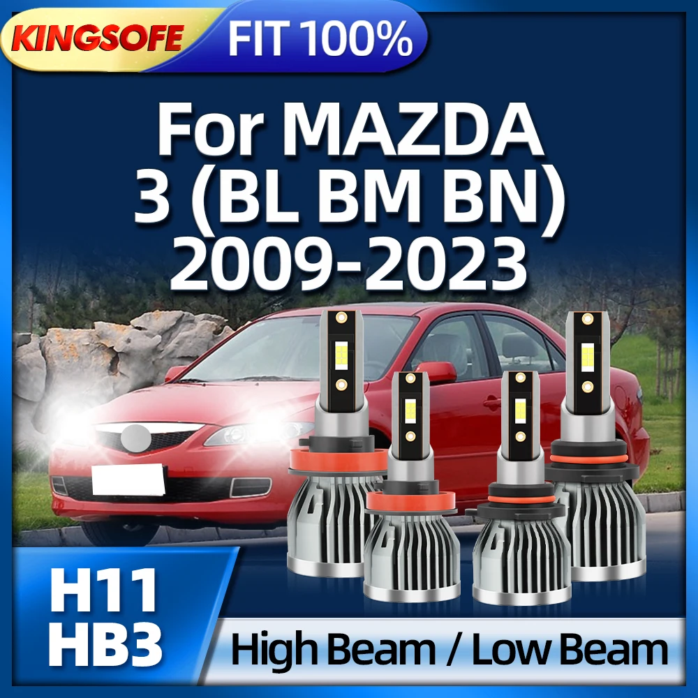 

Лампы для фар Roadsun HB3, лампы головного света для автомобиля H11, ЛАМПЫ 2009 лм для MAZDA 3 BL BM BN 2010 2011 2012 2013 2014 2015 2016-2023