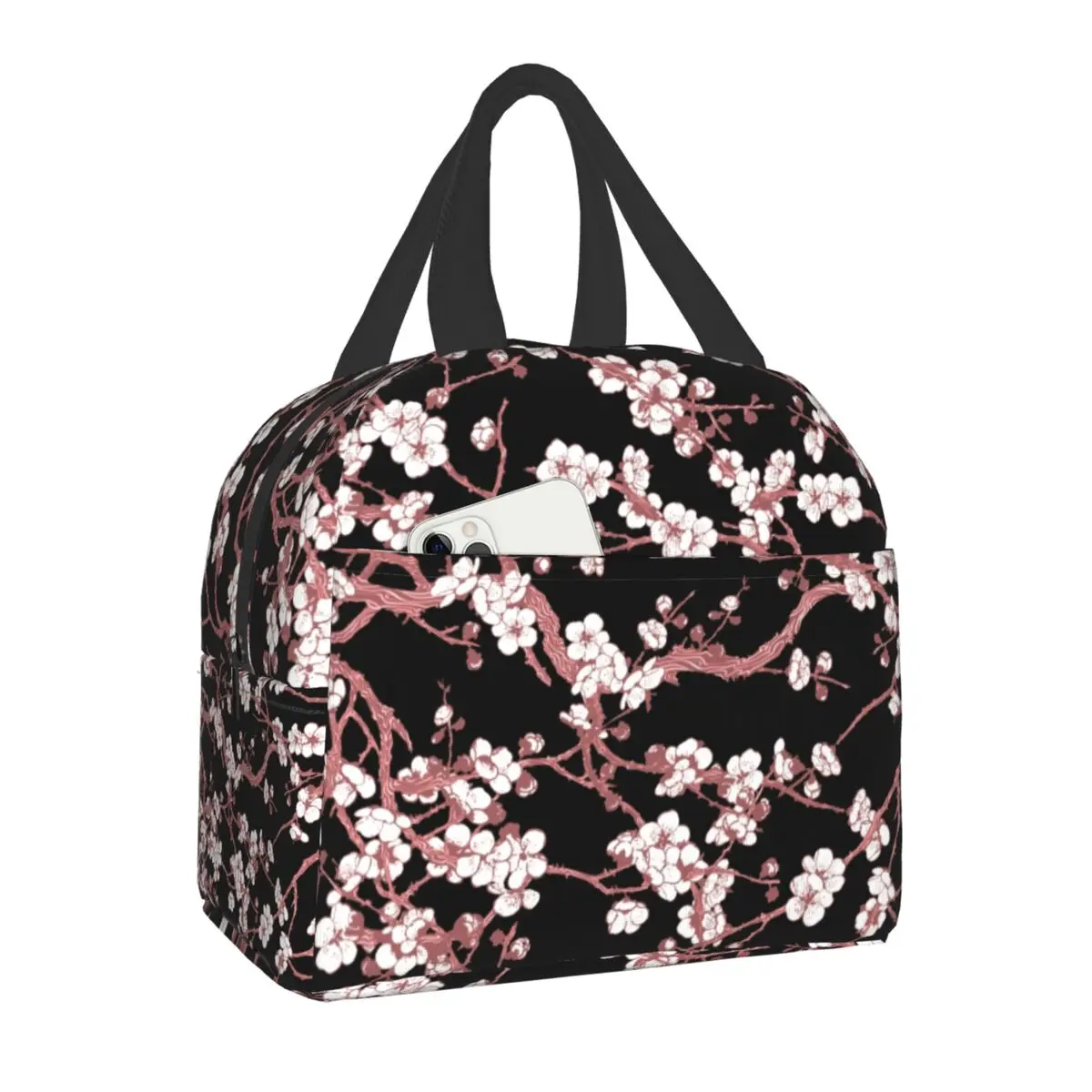 

Изолированная сумка для обеда с цветком сакуры вишни, термоохлаждающий контейнер для обеда с цветами, для офиса, пикника, путешествий