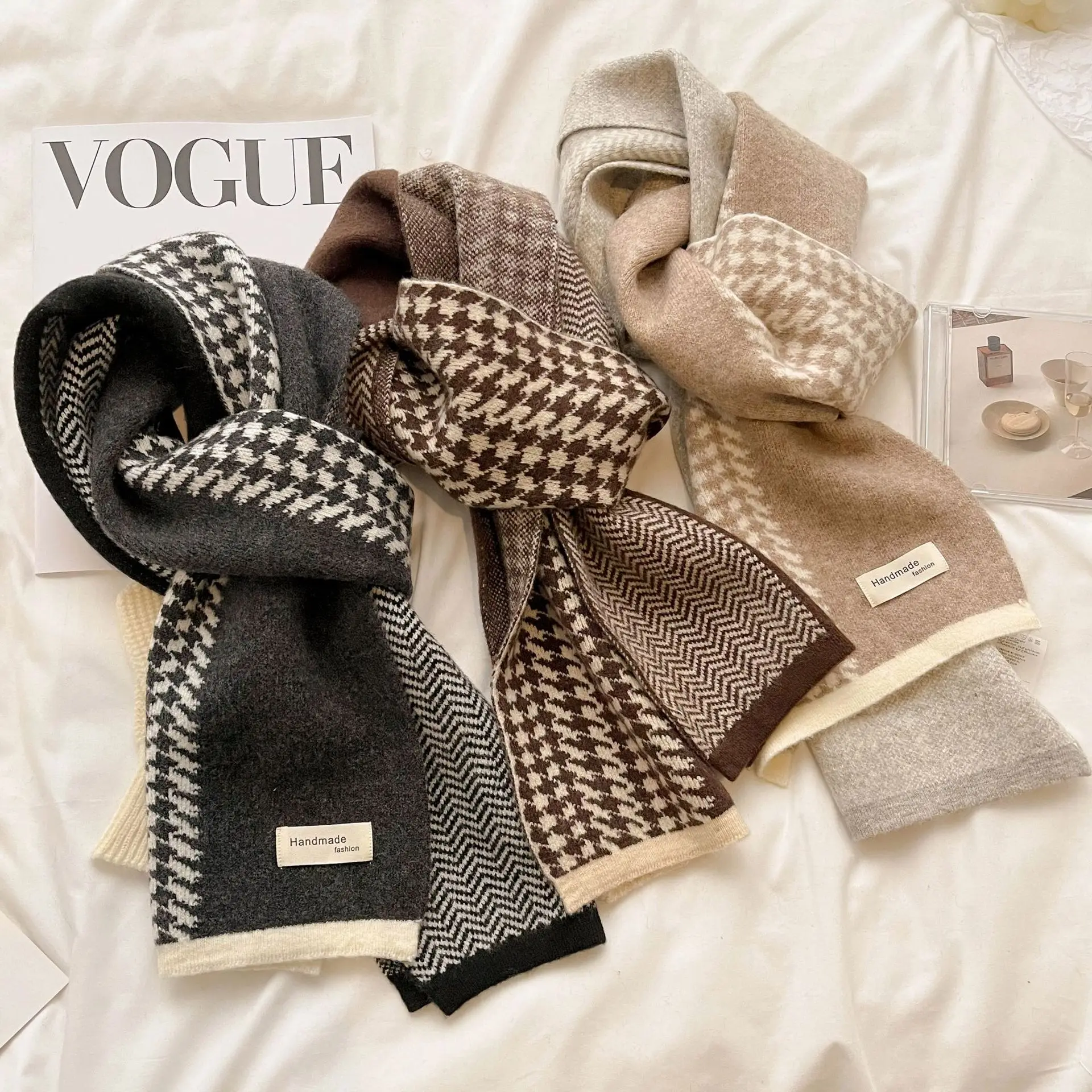 

Korean Style Skinny Neckerchief Design Winter Warm Cahmere Scarf for Women Thick Woolen Yarn Elastic Knitted Scarves Female New