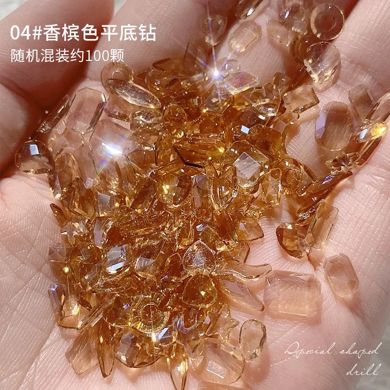 

100pcs Aurora Crystal Nail Art Rhinestones Jewelry Mixed AB Glass Flatback Gems Stone Nail 3D Decorat Parts Manicure Accessories