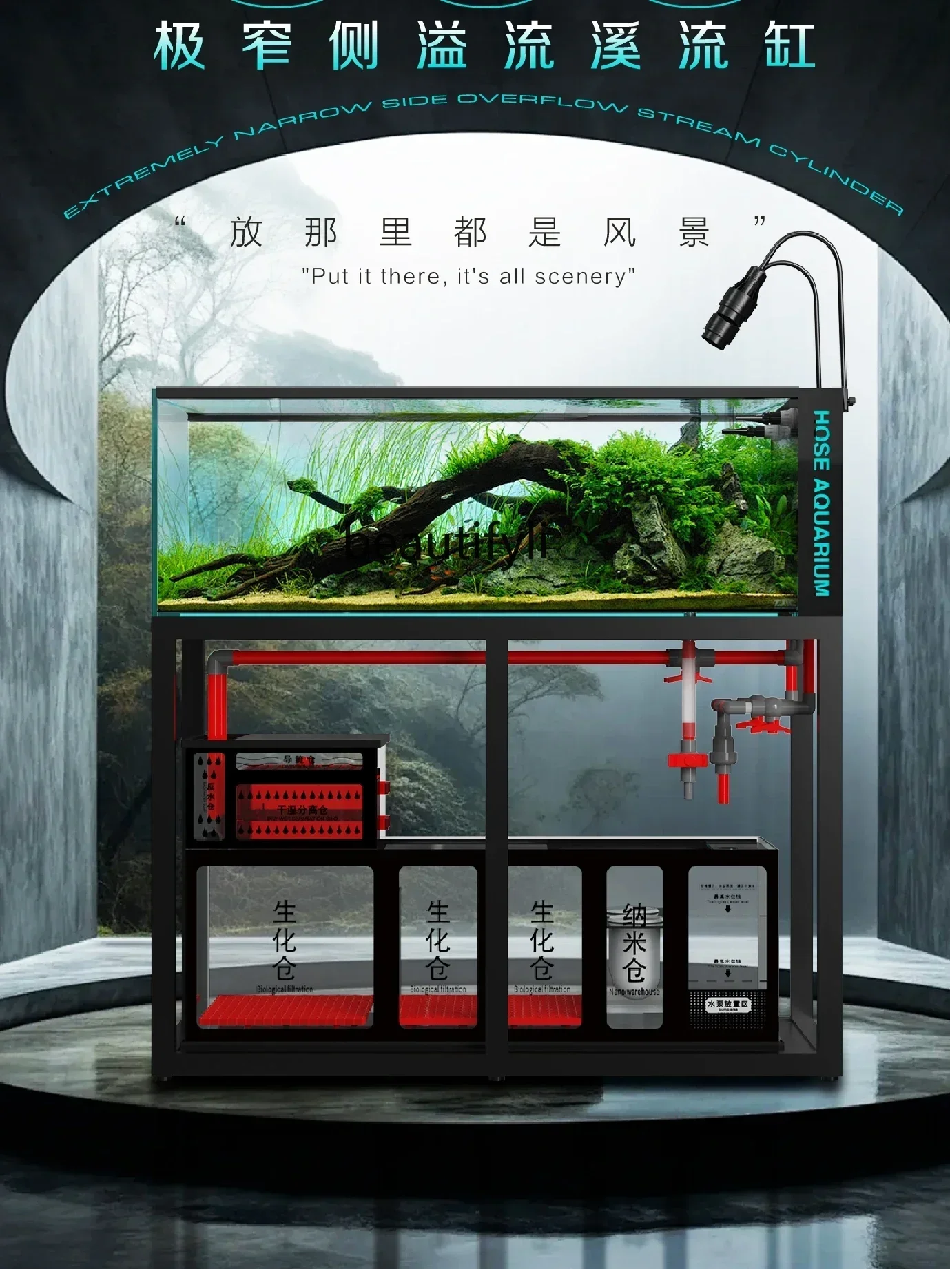 NNA Аквариум Нижний Фильтр Гостиная Поточный Цилиндр Упаковка Задний Перелив