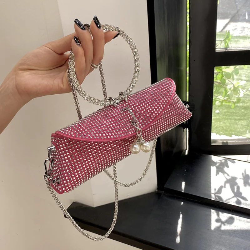 Glittery Diamond Handbags for Women 2023 Trend Unique Design Small Shoulder Bag Woman Fashion Luxury Party Elegant Evening Bag
