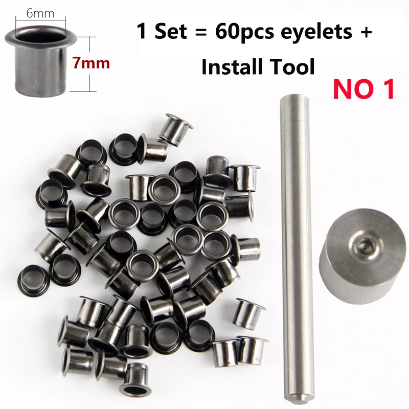 

3 Sizes 60pcs K-Sheath Eyelet Rivets + Installation Fix Tools 6MM 7MM 7.5MM Kydex Sheath Scabbards Eyelets Buckle Nail Pin