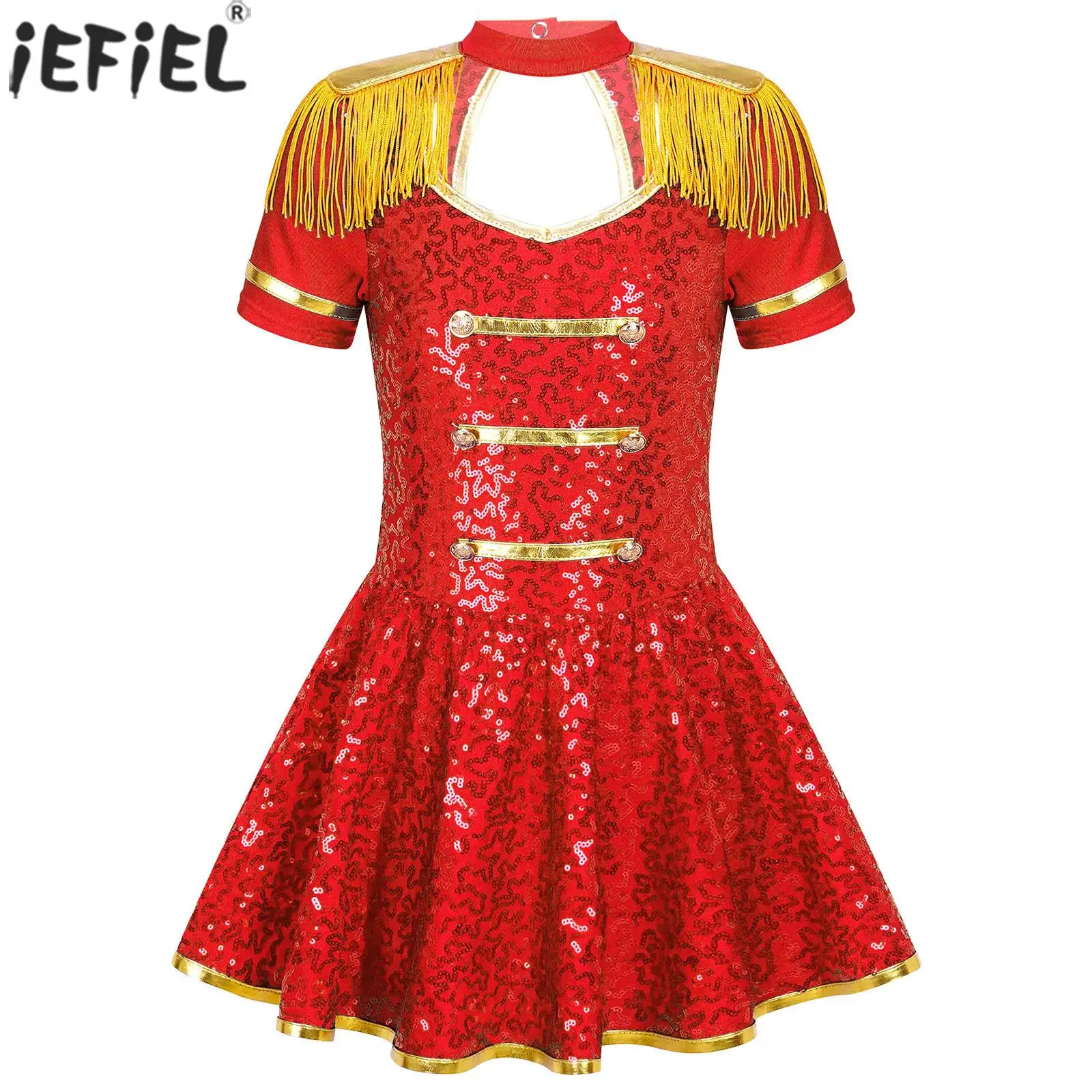 

Детские костюмы цирковых мастеров для девочек, платье на Хэллоуин, платье для косплея, эполеты с блестками и кисточками для Honor Guard, одежда для выступлений