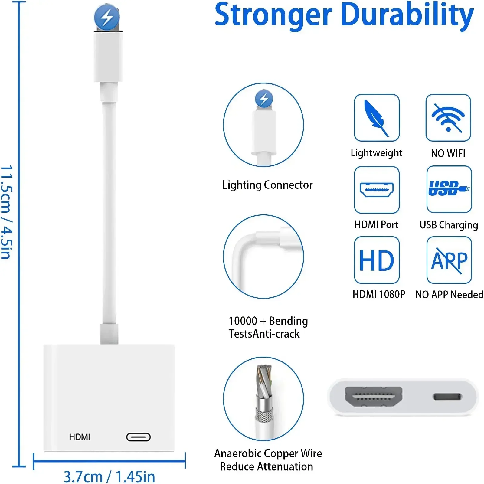 1080P 3 в 1 адаптер с подсветкой к HDMI OTG конвертер-концентратор для быстрой зарядки