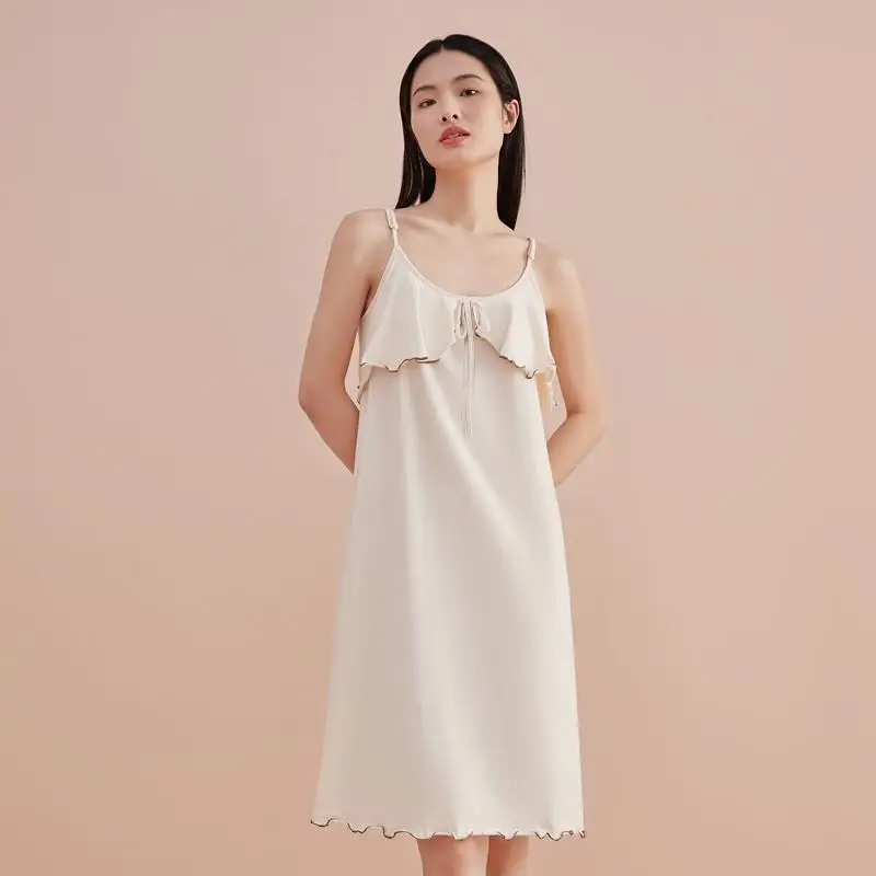 Женская ночная рубашка на подтяжках весна-лето высокая талия корейский стиль