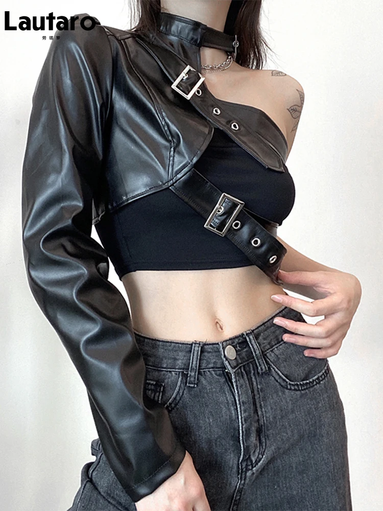 Lautaro Весенний укороченный топ асимметричной формы с длинным рукавом на одно