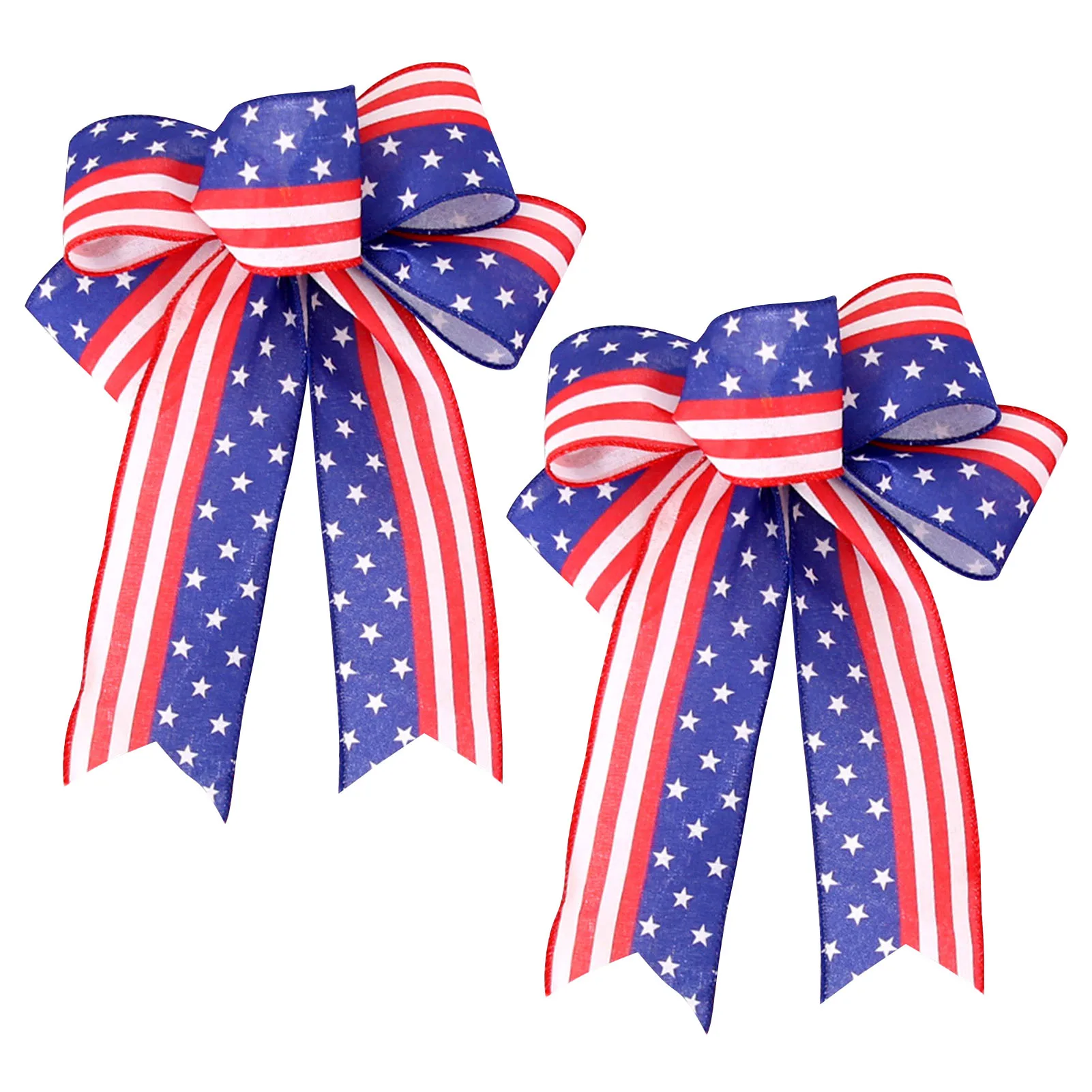 

2pcs Patriotic Wreath Large Lantern 4th Of July Handmade Veteran' Independence Day Bow Wall Home Decorations Memorial Party