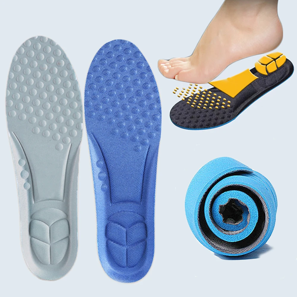 Memory Foam Insoles For Shoes Women Sweat Absorbent Foot Massage Sports Insole for Men Sneakers Arch Support Running Shoe Pad