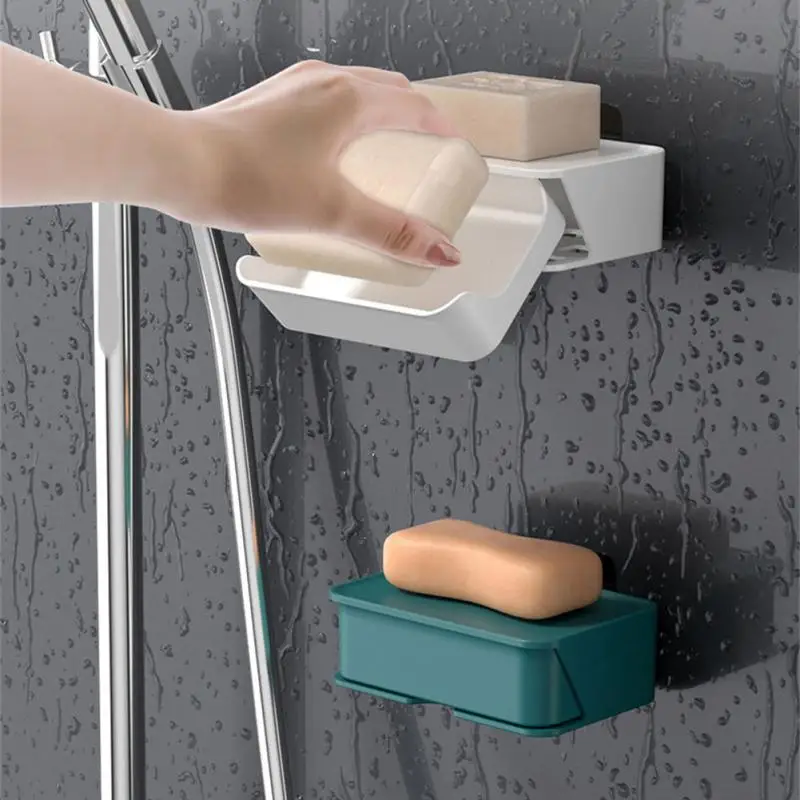 

Portable Leaf Soap Holder Soap Dish With Drain Water Soap Box Drain Holder Creative Sucker Water-free Storage Box 2023