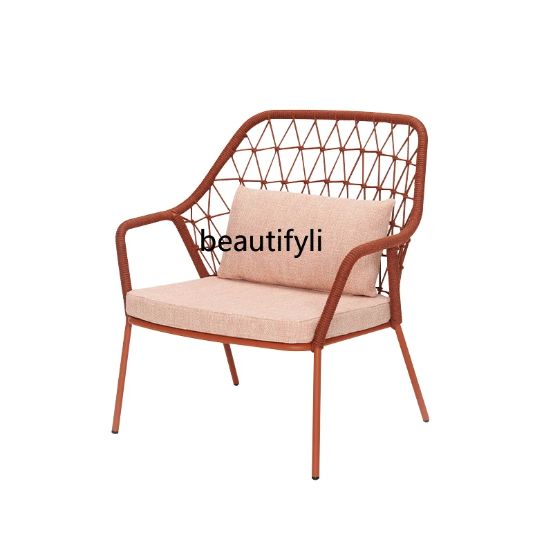 

HJ Leisure Rope Woven Outdoor Sofa Art Courtyard Balcony Small Coffee Table Combination Rattan Woven Furniture