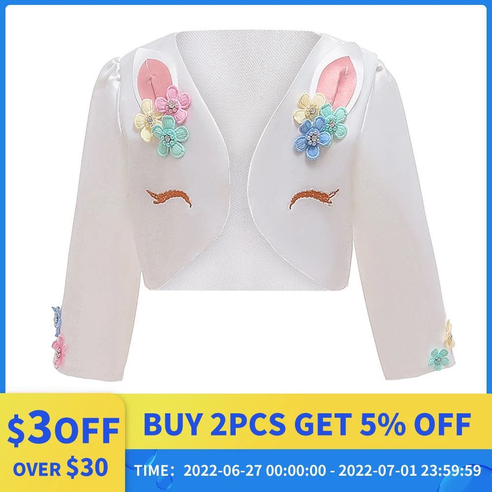 

2021 Girls Clothes Baby Jackets Kids Cotton Spring And Autumn Festival Girl Unicorn Jacket Princess Dress Long Sleeve Coat