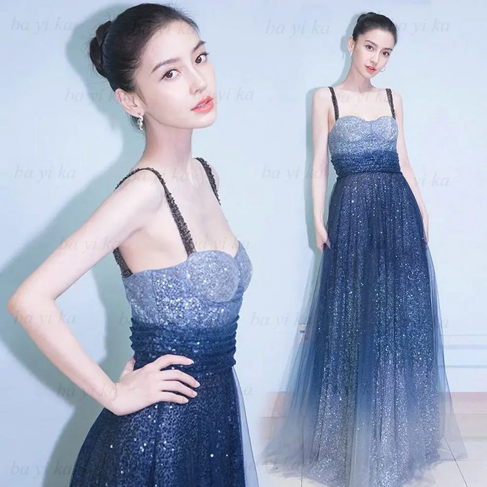 

Sexy Long A Line Sweetheart Beading Evening Dresses 2022 V-neck Sequins Women Girl Spaghetti Straps Party Gowns Vestido De Noche