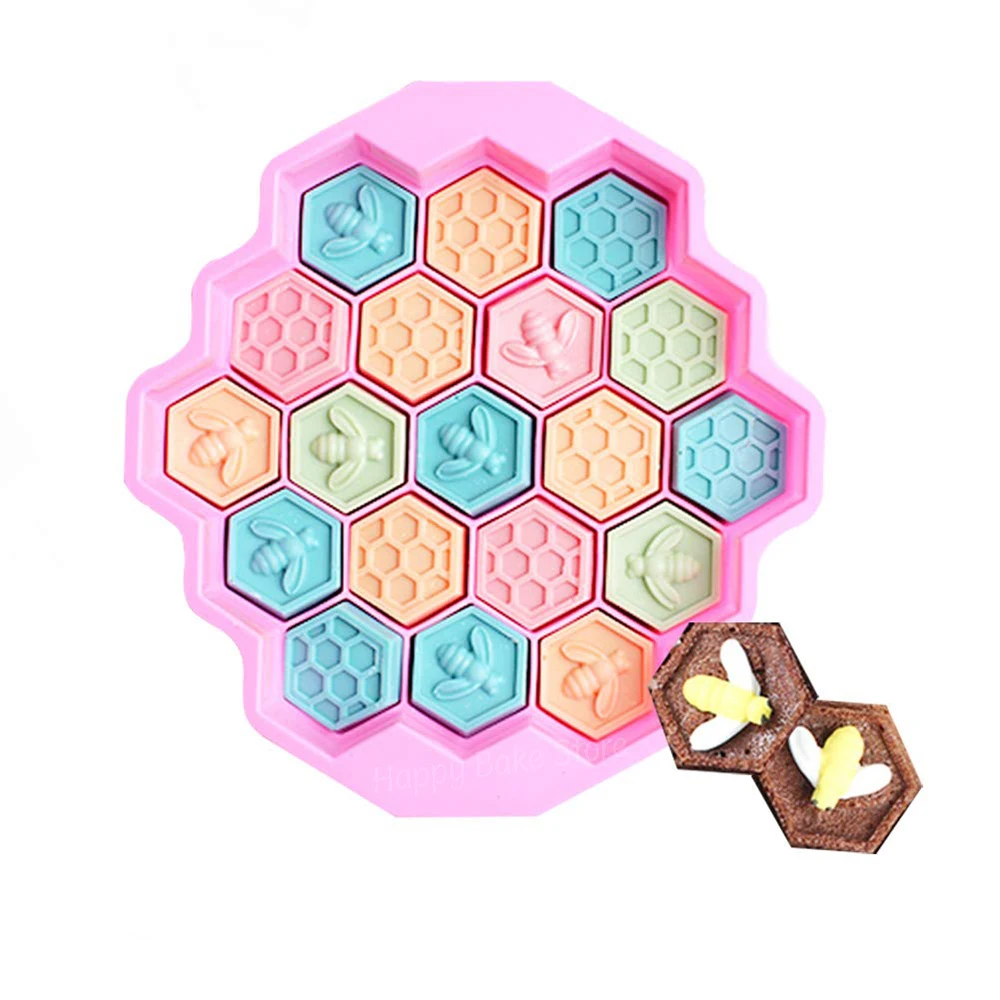 Силиконовая форма для шоколада с пчелами и сотами 19 ячеек десертов муссовых