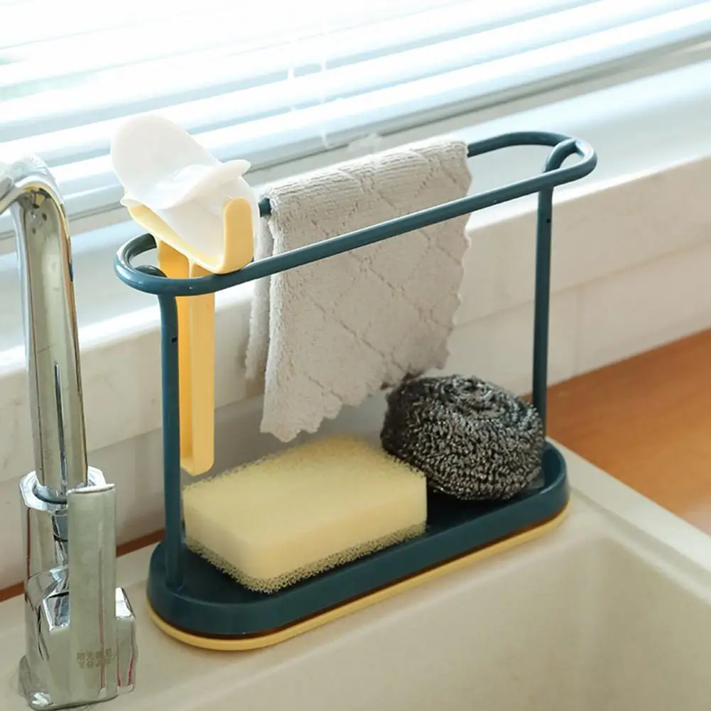 

Household Kitchen Storage Rack Drip Cloth Holder Oval Double Rod Suspension Sponge Storage Sink Shelf Storage Organizer