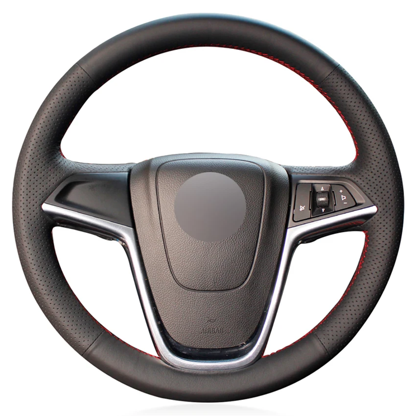 

Black Faux Leather Car Steering Wheel Cover for Opel Astra (J) Ampera 2010-2015 Meriva (B) 2010-2017 Zafira Tourer 2011-2016