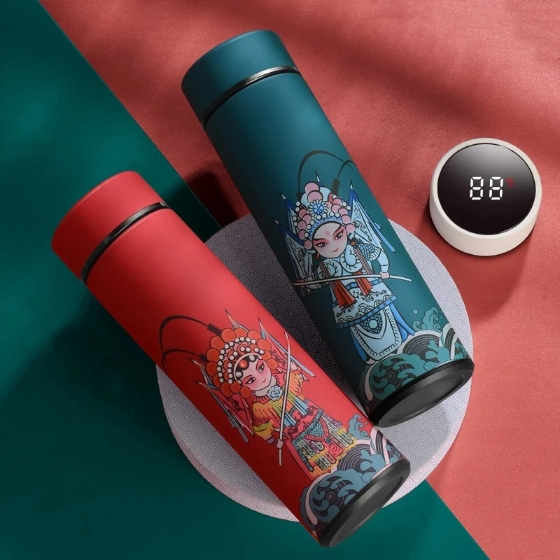 

Creative Portable Tumbler Bottle Smart Temperature Display Double Vacuum Flask Water Bottle with Filter Thermo Cupinsulation Cup