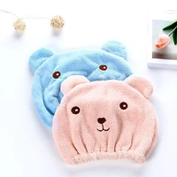 new dry hair cap towel strong absorbing cute bear hat quick dry cartoon head wrap soft shower cleaning supplies home hair drying