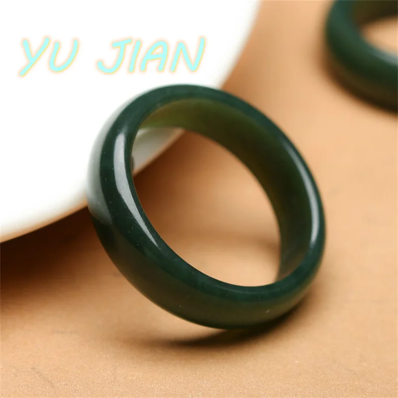 

Hot Selling Fashion Jewelry Natural Hetian Sapphire Hand Carved Ring Men Women Lucky Gifts Charm Accessories