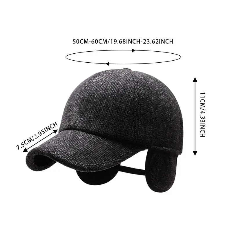 Зимние шапки для мужчин Удобная шапка с полями Мужские теплые бейсболки