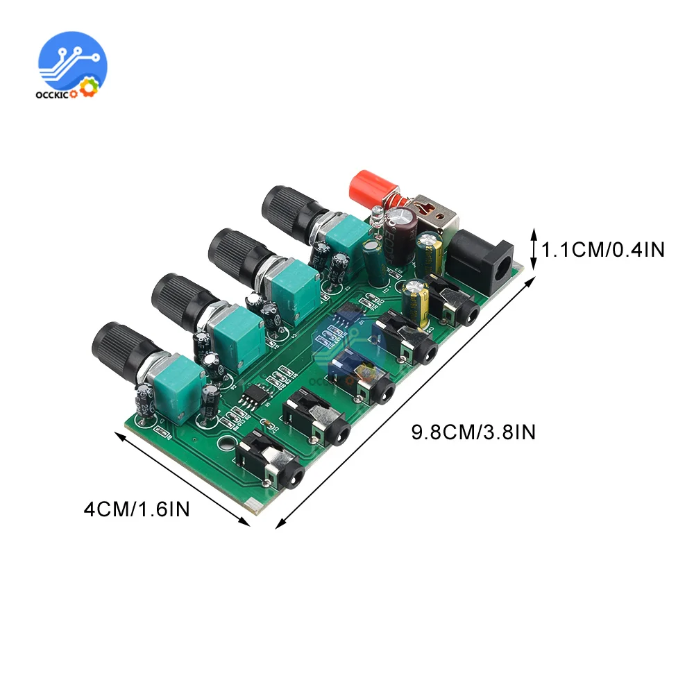 AU-401 DC 5V-12V стерео аудио микшер 4 входа 1 выход индивидуально управляемая плата