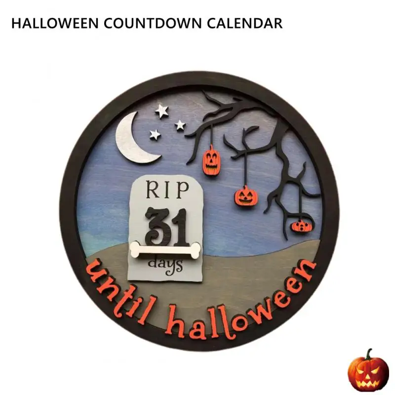 

Новый креативный тематический календарь на Хэллоуин с обратным отсчетом, деревянное украшение на Хэллоуин для офиса, гостиной, настольное ...