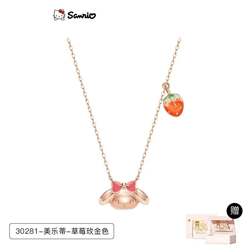 

Cartoon Sanrio My Melody Necklace Girl Kawaii Advanced Design Sense 925 Silver Clavicle Chain Woman Holiday Gift Accessories