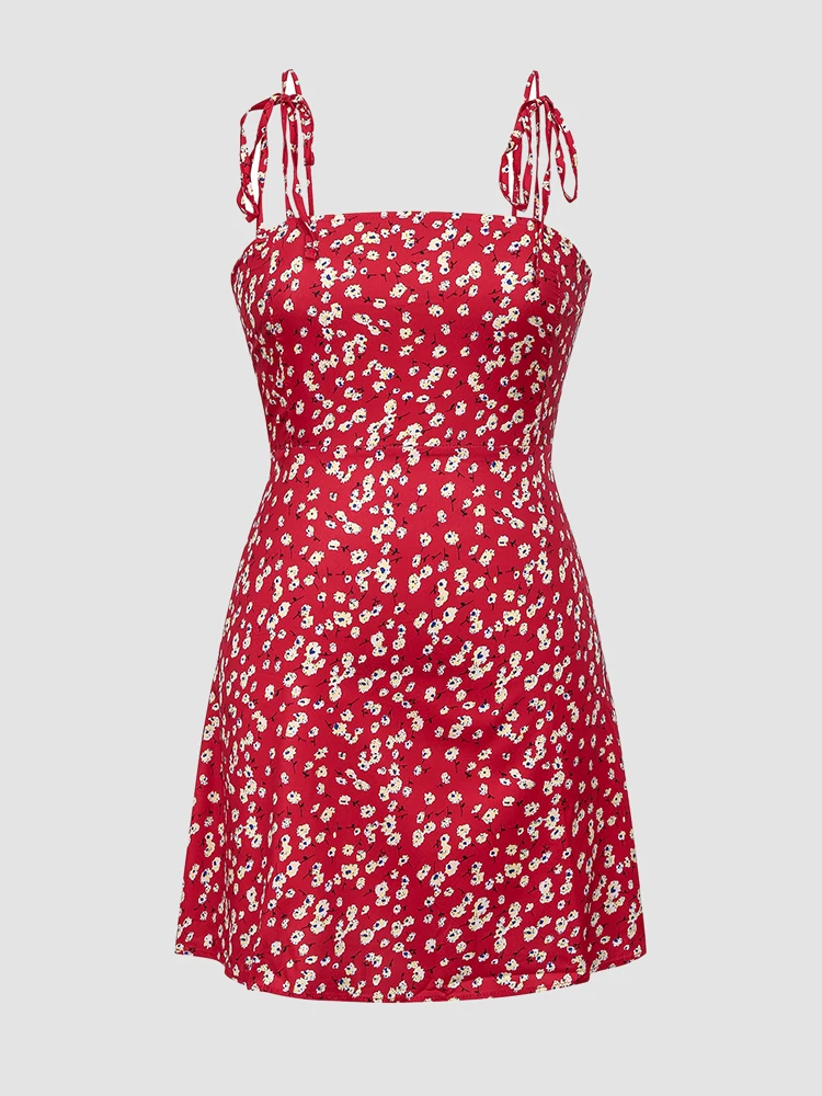 

Ditsy Floral Tie Shoulder Cami Dress Women's Summer Backless Sexy Suspender Skirt S M L XL