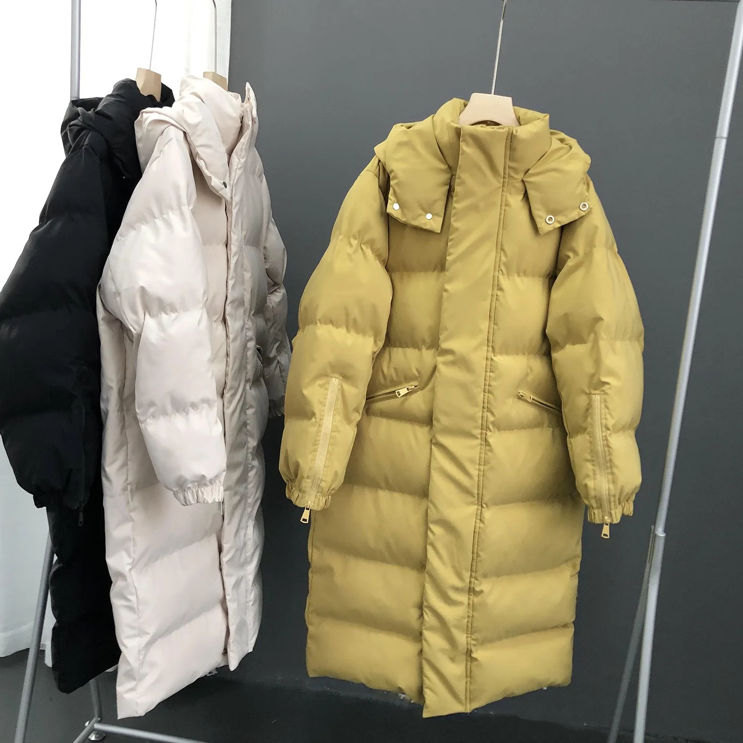 SHX 2022 Autumn and Winter New Korean Down Padded Jacket Loose and Thick Super Long Parker Padded Jacket Parkas