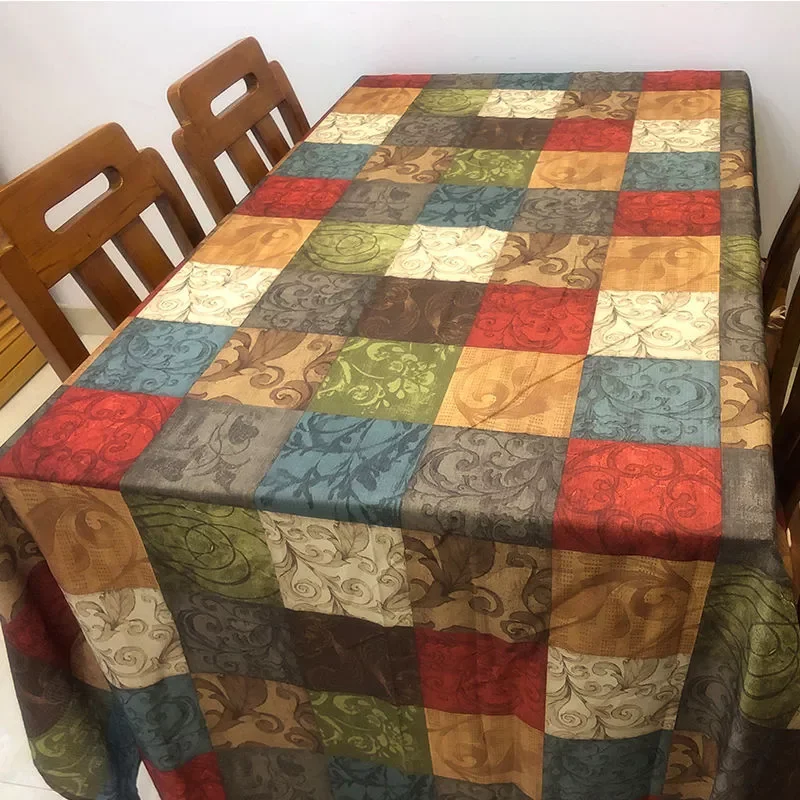 

New American Tablecloth Plaid Cloth Home Living Room Coffee Table Tablecloth Waterproof and Oil-proof Retro Literary Tablecloth