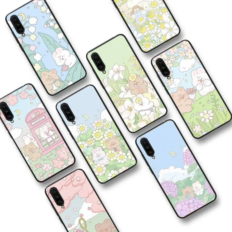 

Cute Funny Rabbit Flowers Phone Case For Xiaomi mi9 mi8 F1 9SE 10lite note10lite Mi8lite Coque for xiaomi mi5x