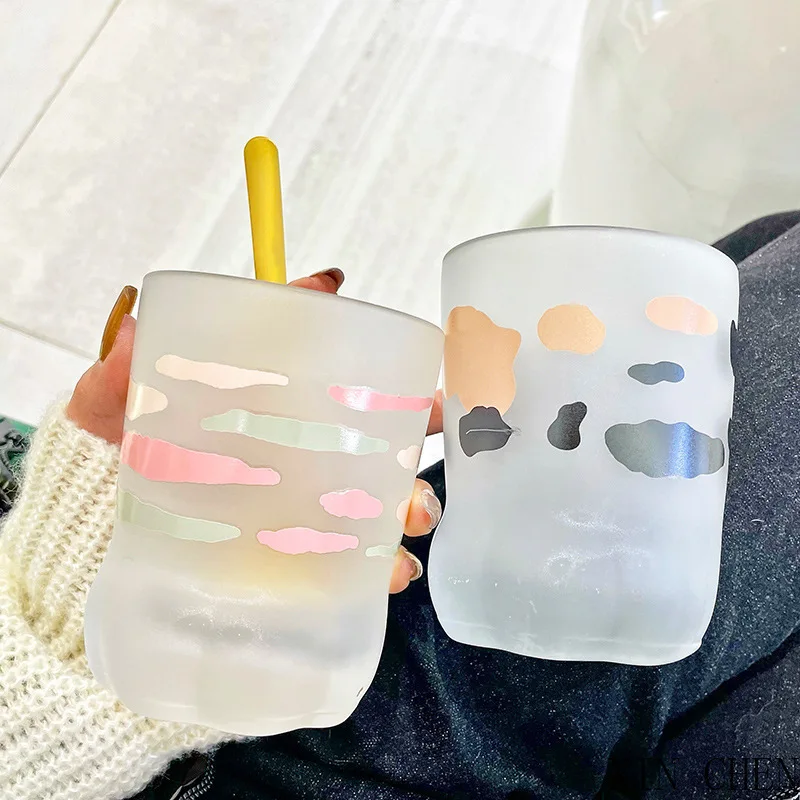 

New frosted cat claw cup Cute Korean girl coffee cup Home office drink glass cup for friends gift Christmas Gift