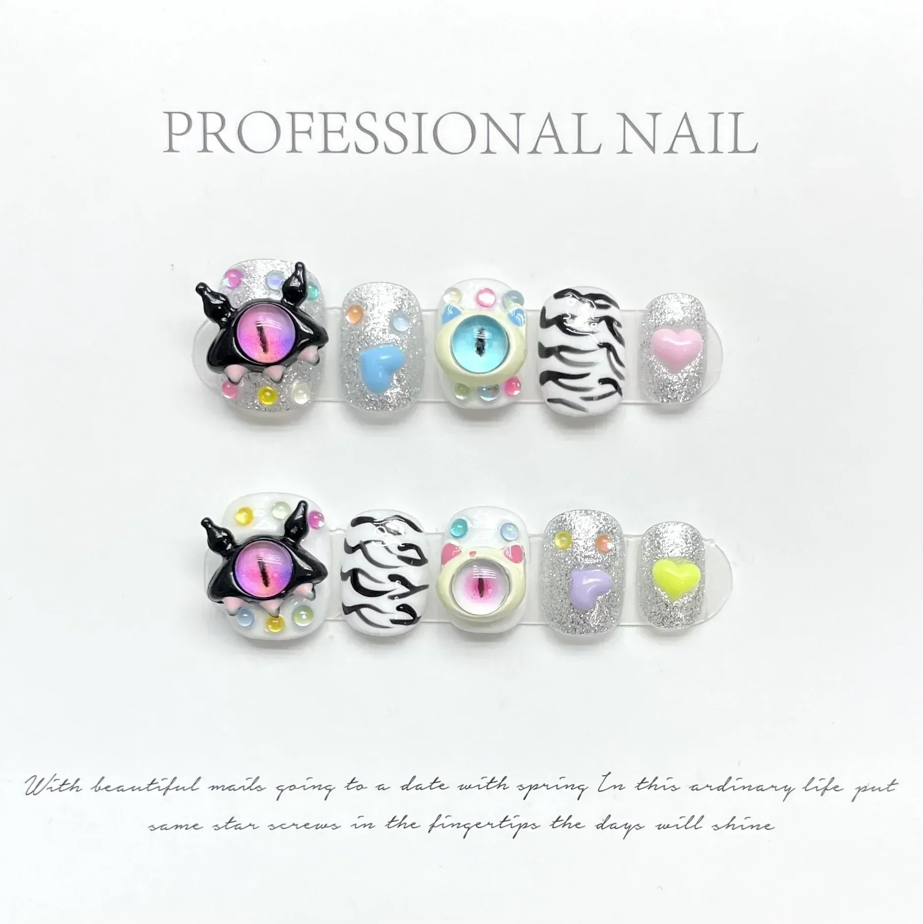 10 шт. короткие накладные ногти ручной работы с полным покрытием и круглой