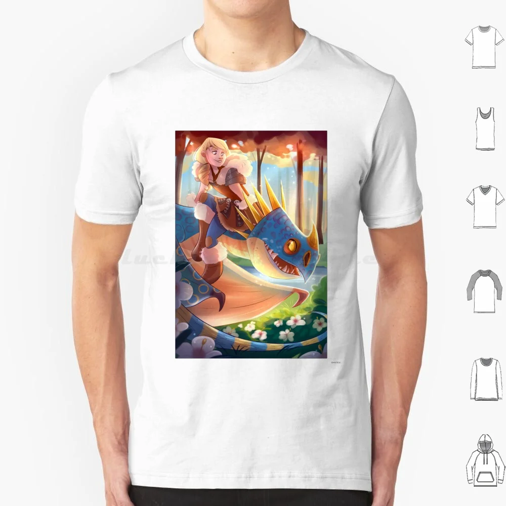 

Футболка Astrid And Stormfly 6xl, хлопковая крутая футболка Httyd Dragon Astrid Stormfly, смертельный наддер, викингов