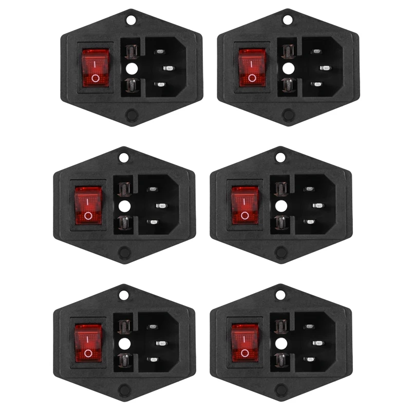 

6X 3 контакта IEC320 C14 фотоэлемент выключатель плавкого предохранителя штепсельная розетка 10 А 250 В