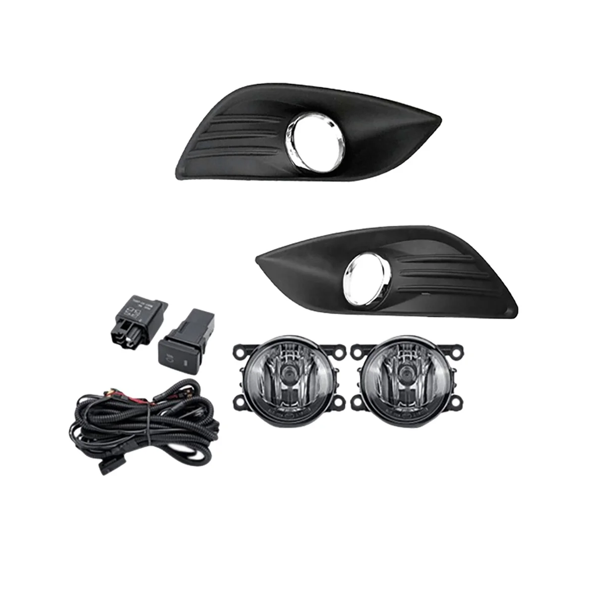 

Halogen Fog Light Headlight Fog Lamp Cover Grille Bezel Harness Switch Kit for Ford Focus MK2 2009-2011