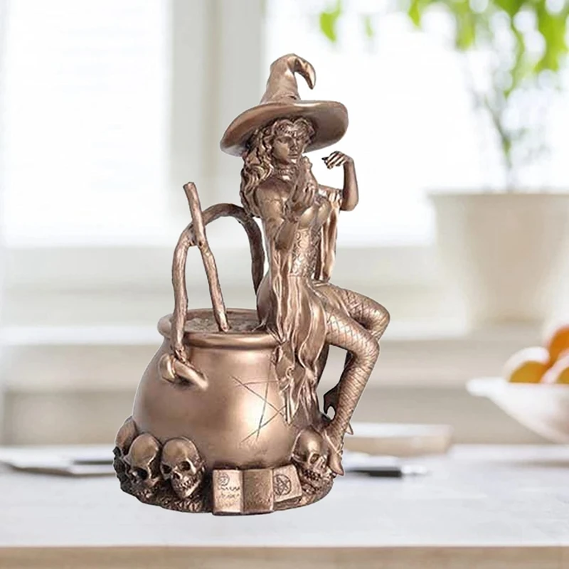 

European-Style Resin Statue Sculpture Pounding Medicine Witch Character Sculpture Decorative Ornaments Home Furnishings