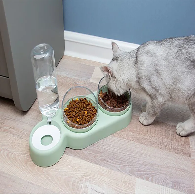 

Автоматическая миска для домашних животных, кошки, зернистость, миска для еды с водяным фонтаном, двойная миска, поднимающаяся миска для пит...