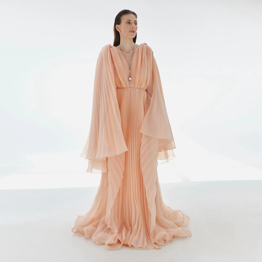 Классические плиссированные сетчатые вечерние платья Unqiue с расклешенными