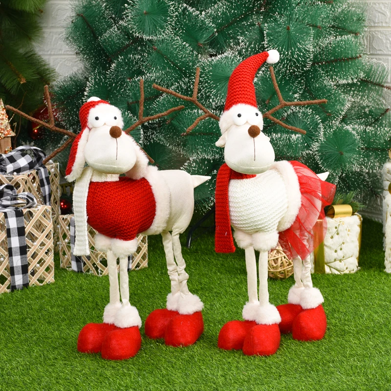 retractable christmas dolls reindeer christmas tree decorations xmas figurines new year gift regalos de navidad for home free global shipping