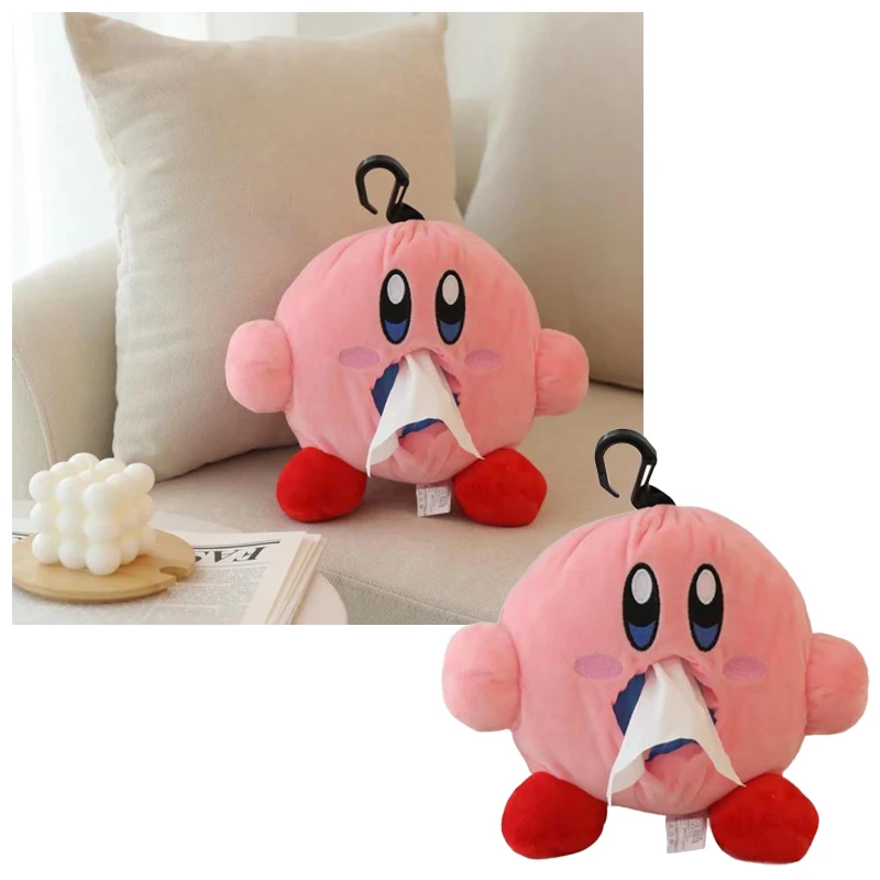 

Cartoon Cute Stars Kirby Stuffed Plushie Doll Home Napkin Tissue Box Anime Kawaii Soft Plush Toys Hangable Car Tissue Cover Gift