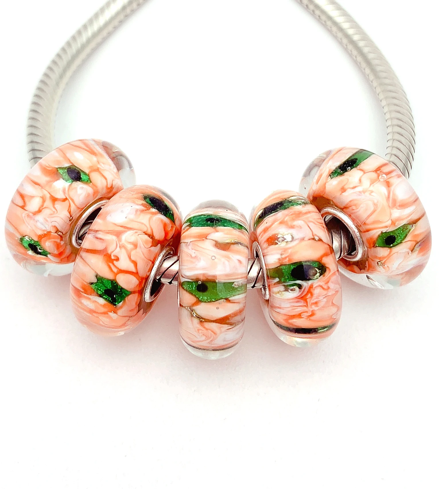 

YG223 5X 100% Authenticity S925 Sterling Silver Beads Murano Glassbeads NEW Fit European Charms Bracelet Diy Jewelry Lampwork