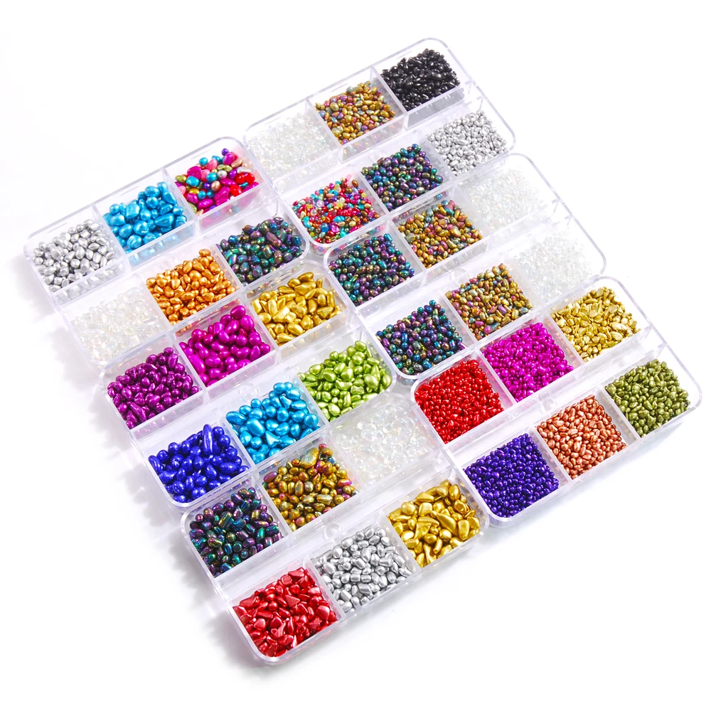 

1Box Nails Art Supplies 3D Irregular Round Glass Rhinestone Multicolor Shining Charming Gems Manicure DIY Accessories for Women