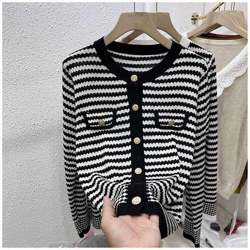 Свитер Boreathiman для женщин тонкий полосатый свитер уникальный вязаный кардиган