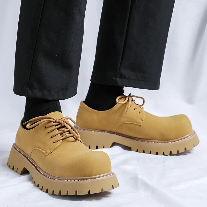 Мужские официальные туфли на толстой подошве трендовые дизайнерские уличные