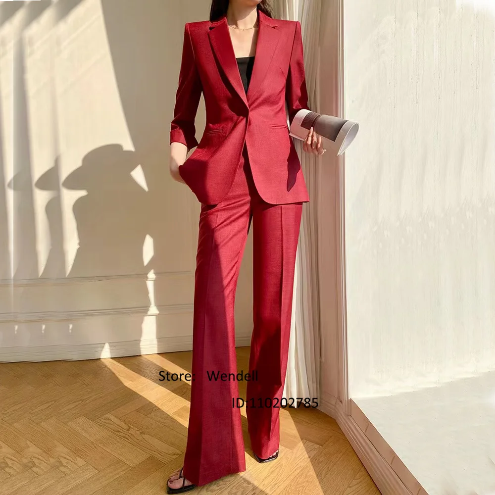 Women's Suit 2 Piece Sets Slim Fit 1 Button Buckle Collar Custom Wedding Party Dress Jacket + Pants Traf Set Dresses for Prom