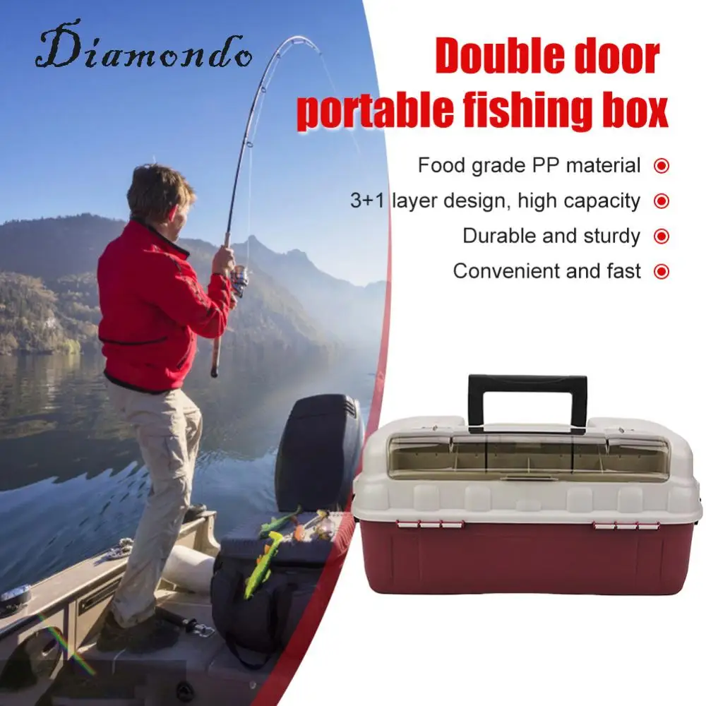 

Рыболовная коробка, многофункциональная Складная 4-слойная коробка для морской рыбалки, большая емкость, прочная защелка, для рыболовных снастей