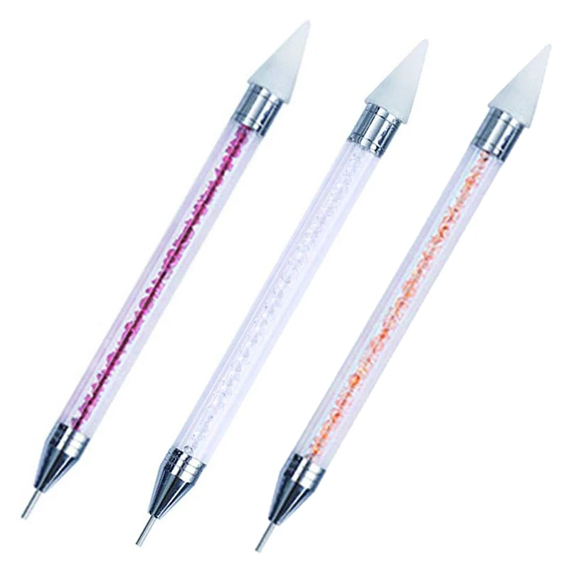 

Dotting Pen for Nails,Dual-ended Rhinestone Studs Picker Wax Pencil Nail Art Tool with Crystal Beads Handle for Nail Art Manicur