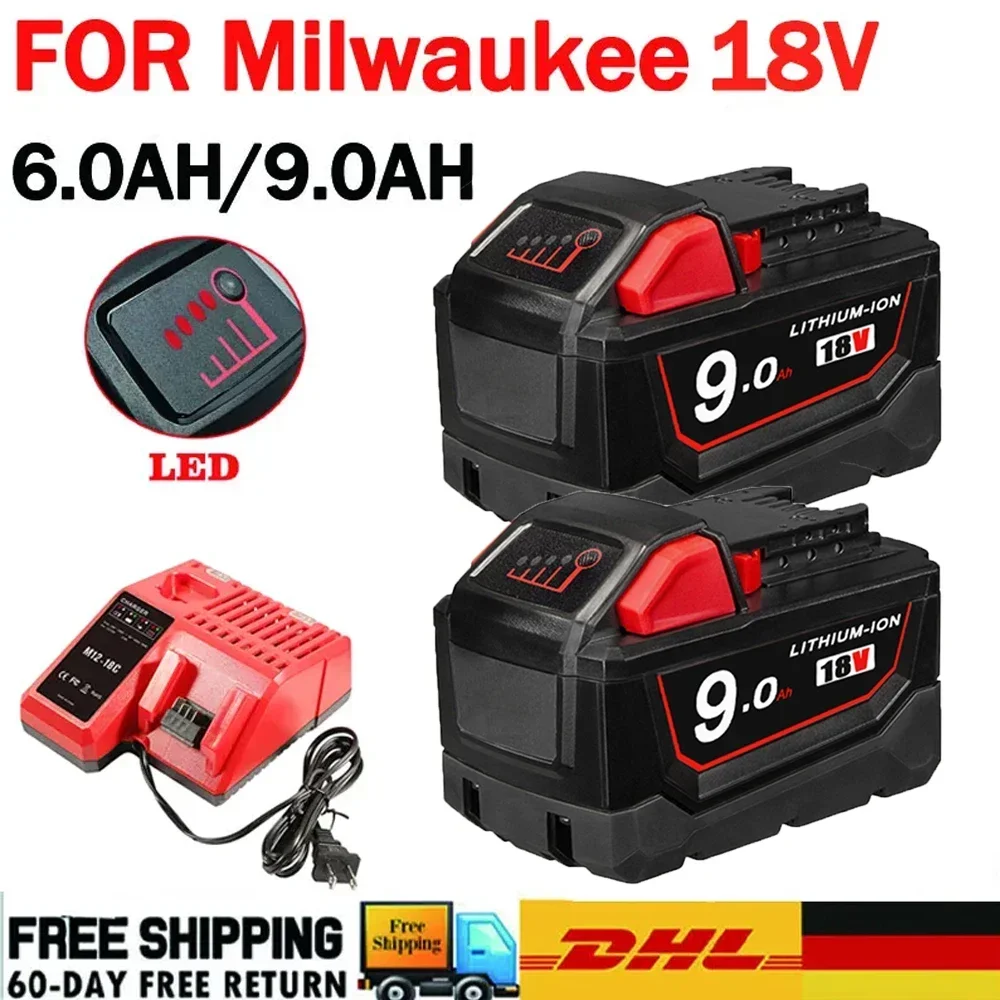 Сменный литий-ионный аккумулятор 18 в 9000 м для Milwaukee XC 48-11-1815 M18B2 M18B4 M18B5 M18B M18B9 M18BX L50